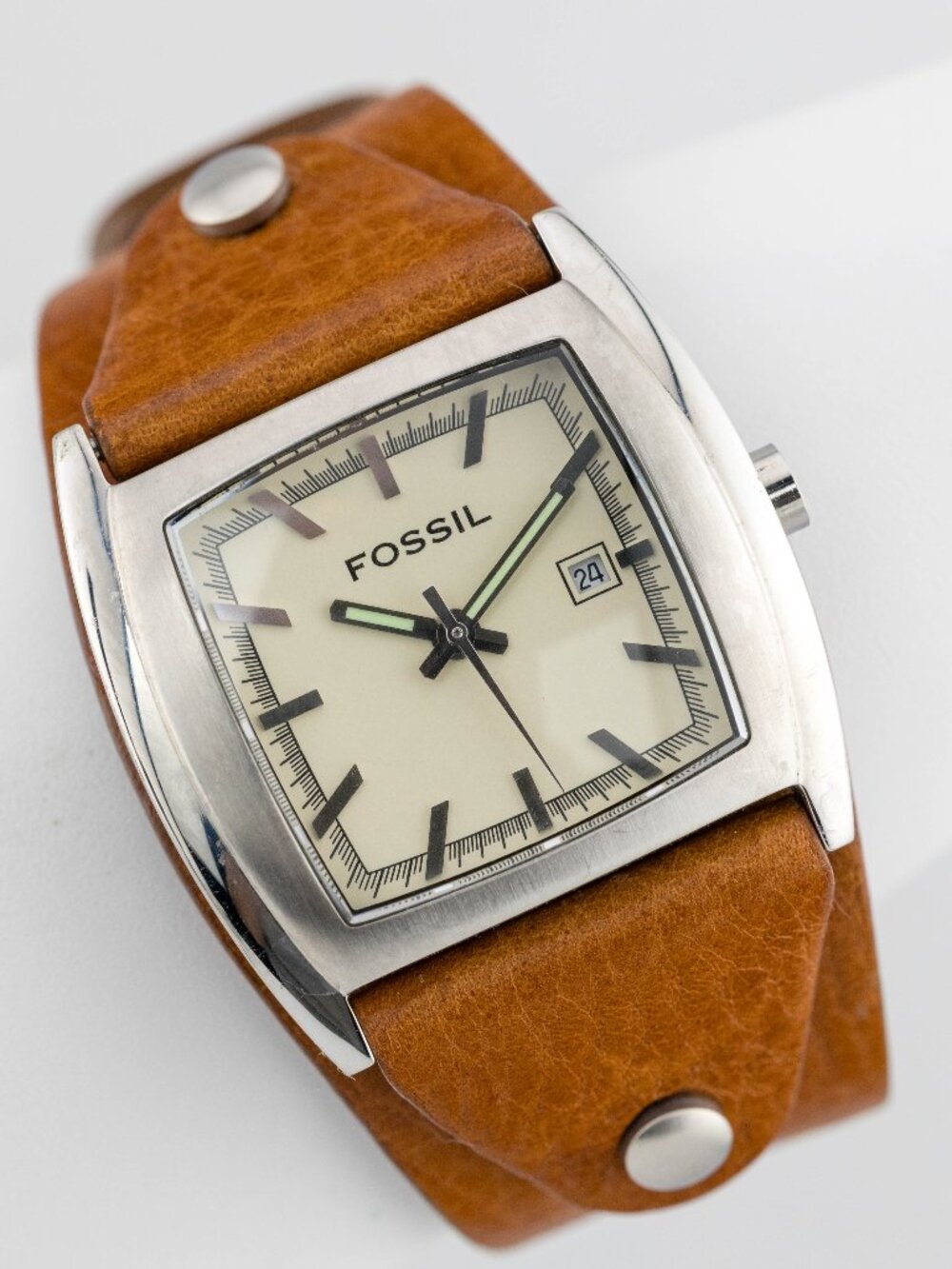 Fossil Genuine Leather Band Quartz Analog Men's Watch New Battery